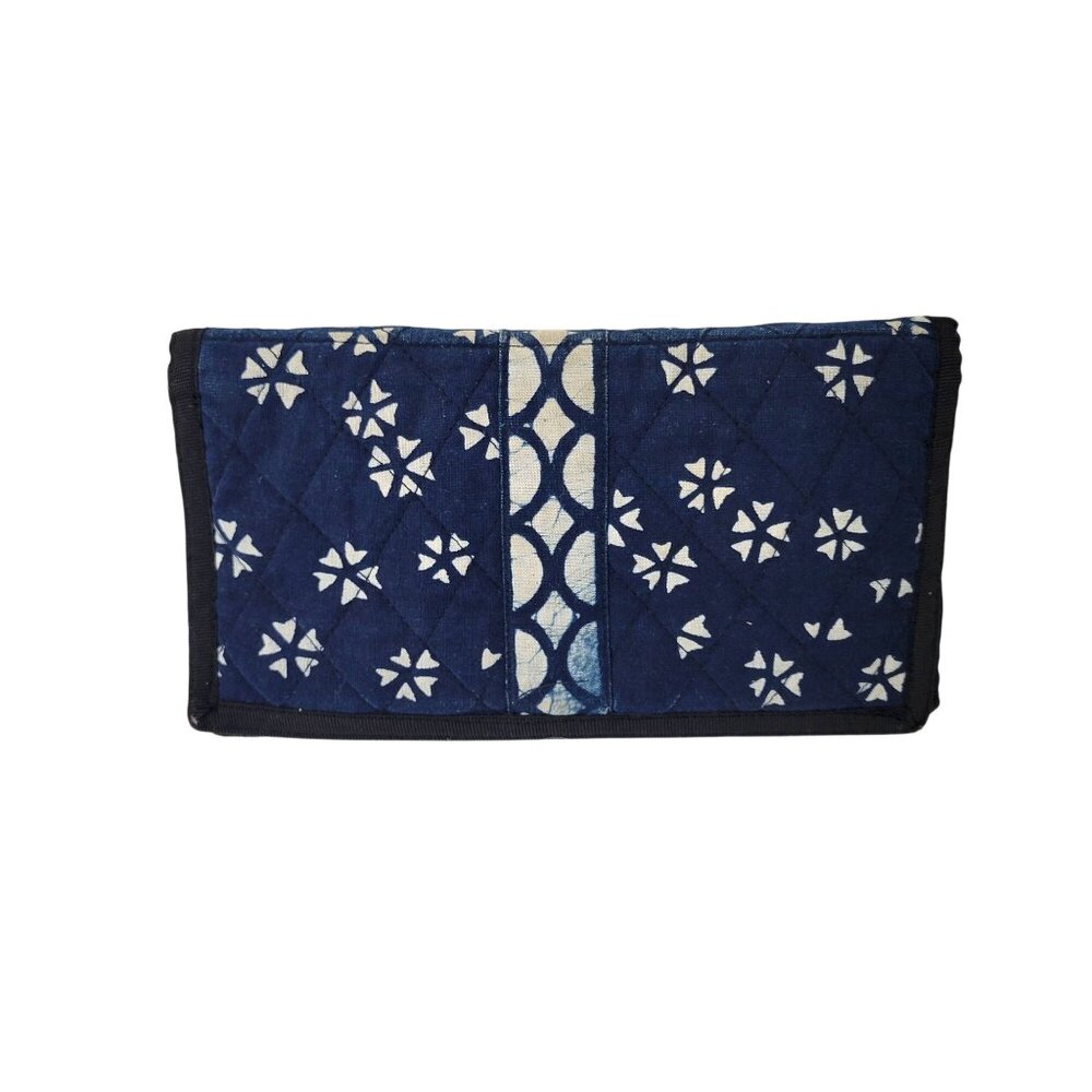 Handcrafted Natural Indigo Quilted Cloth Wallet With Traditional Batik Design